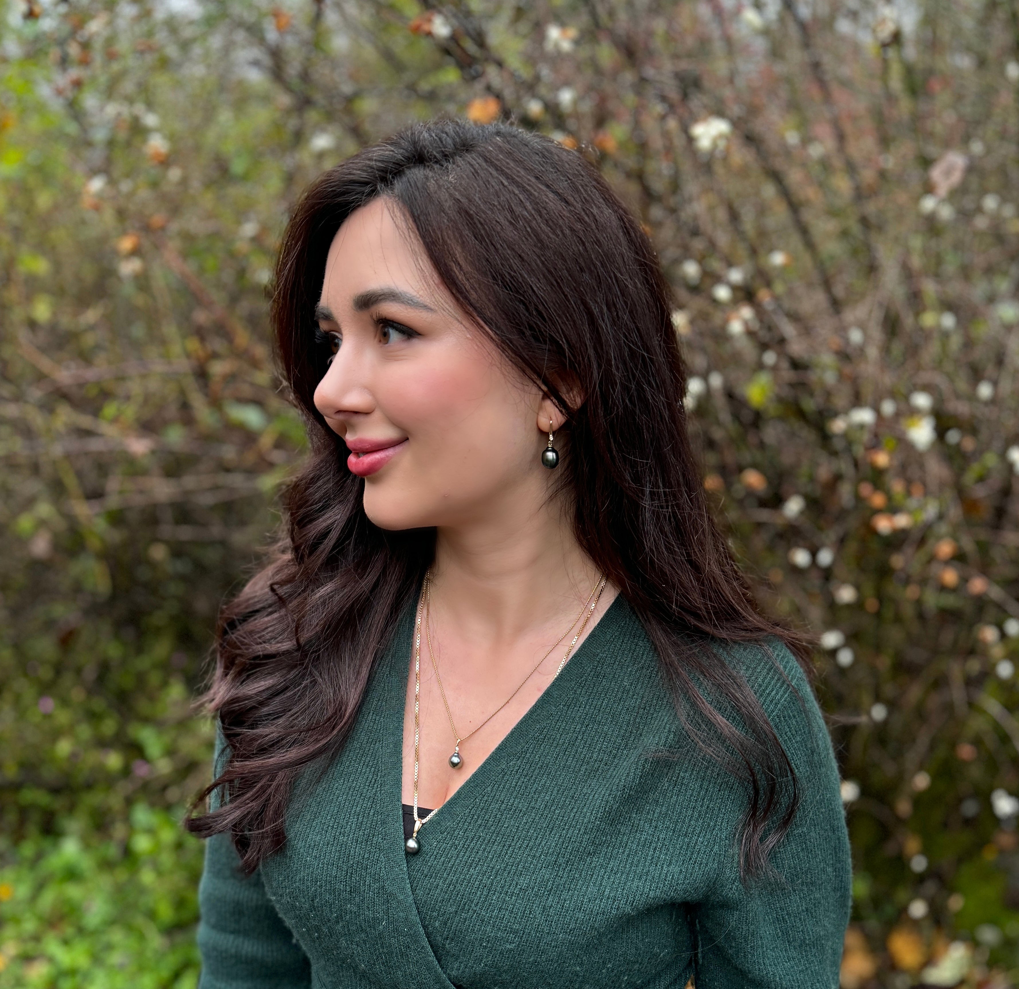 Tahitian Baroque Pearl Diamond Leverback Earrings