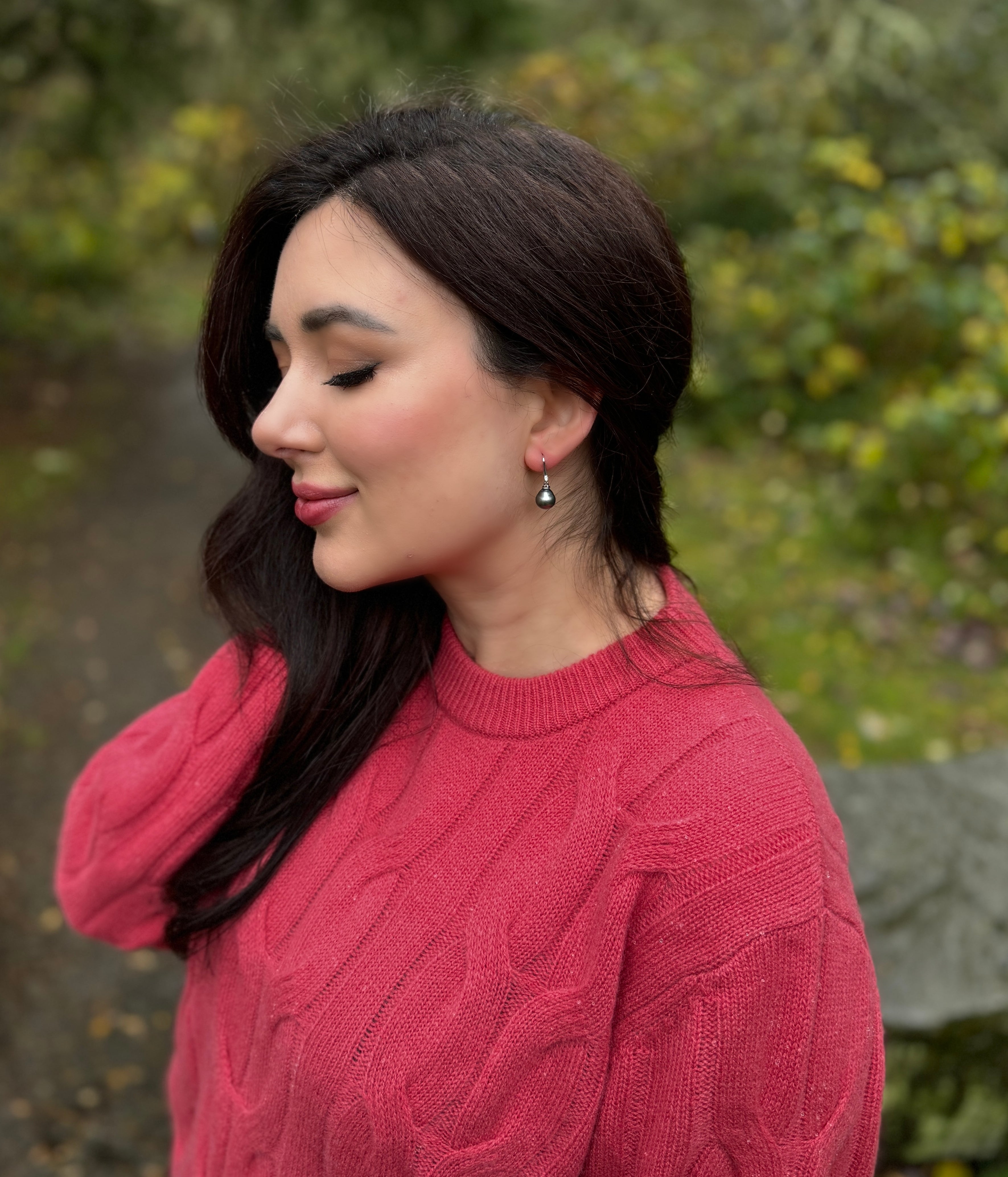 Tahitian Baroque Pearl Diamond Leverback Earrings