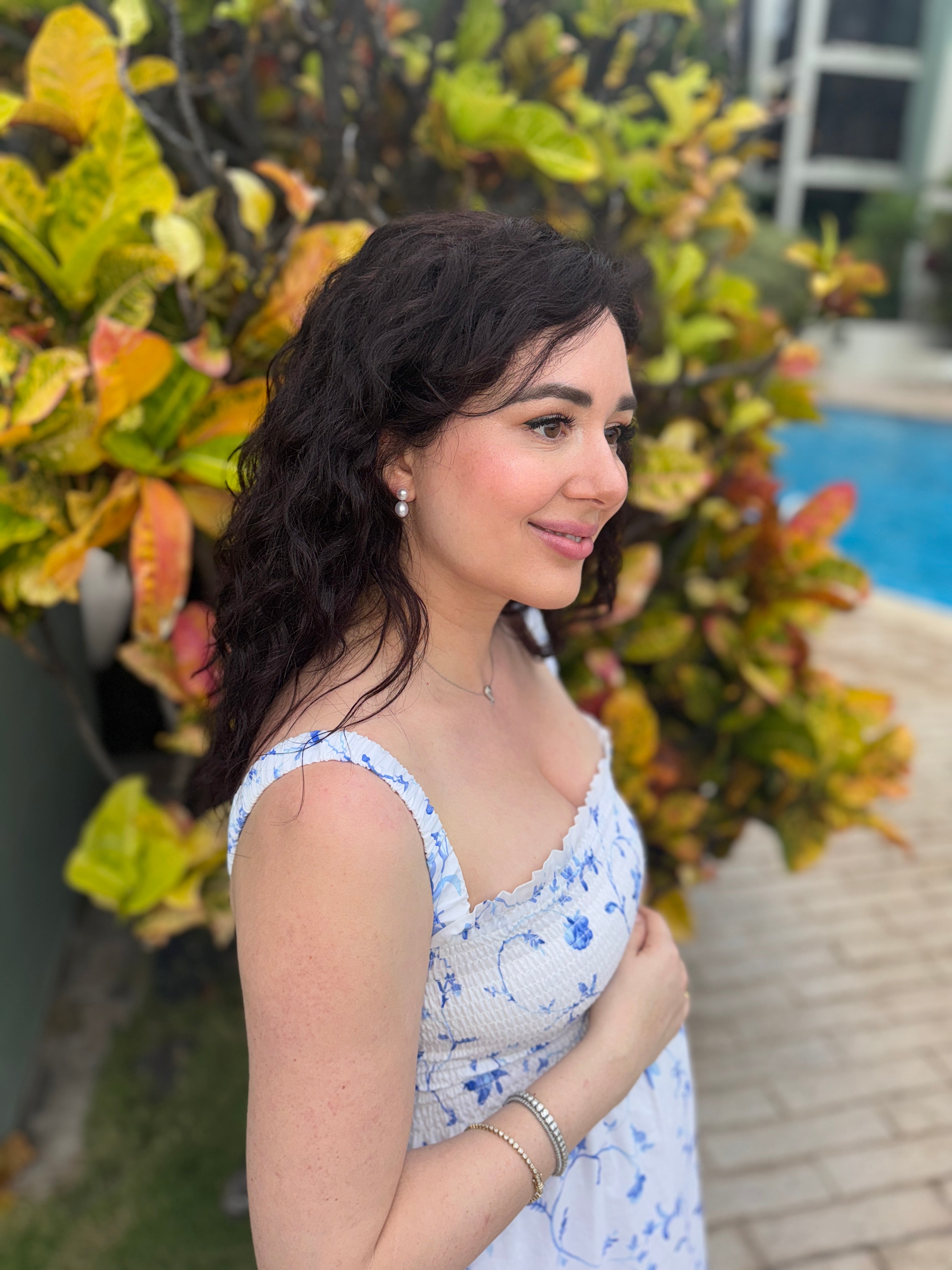 14K White Gold Lavish Freshwater Pearl Drop Earrings