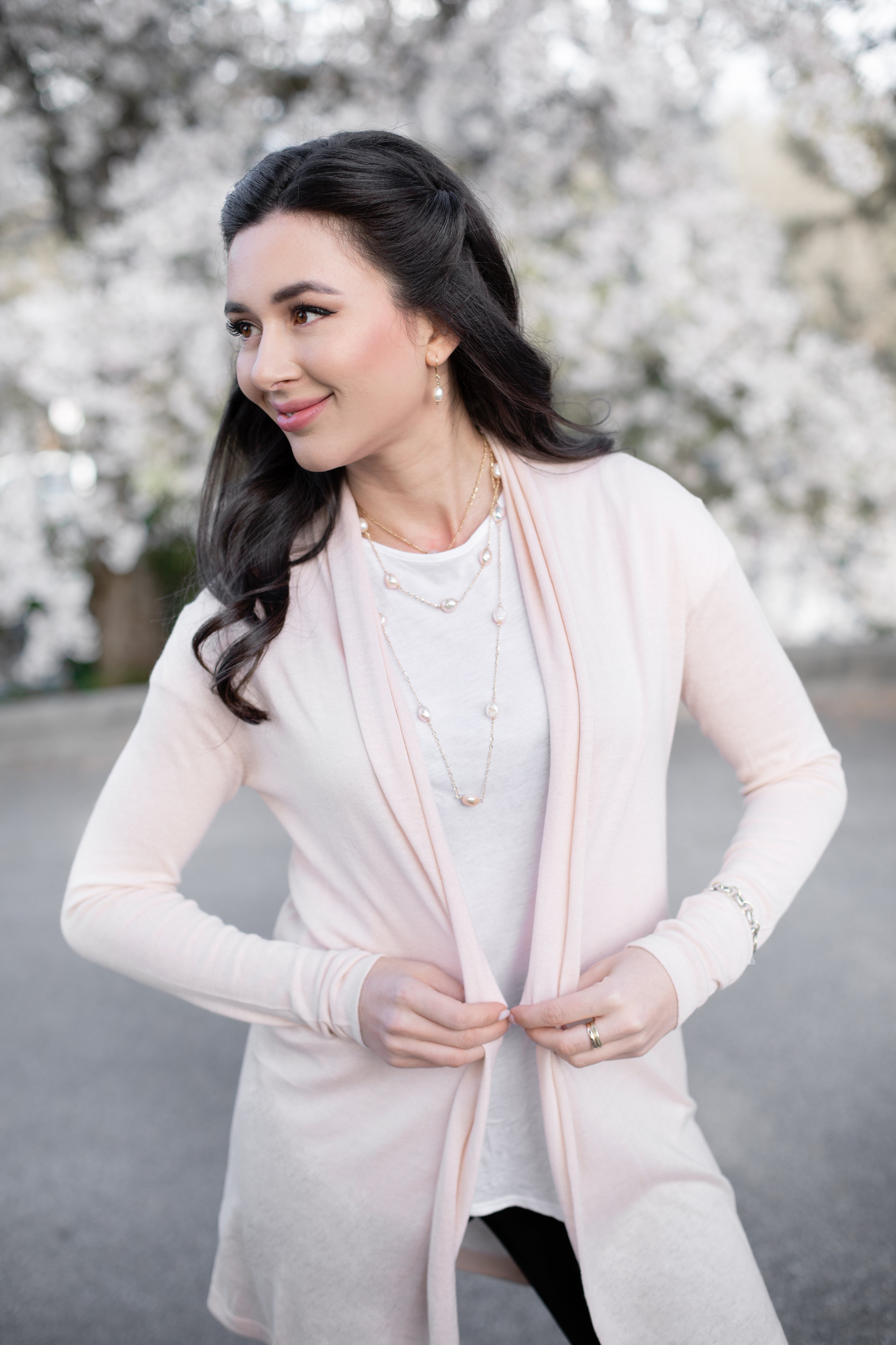 Strawberries and Cream Shawl Collar Cardigan