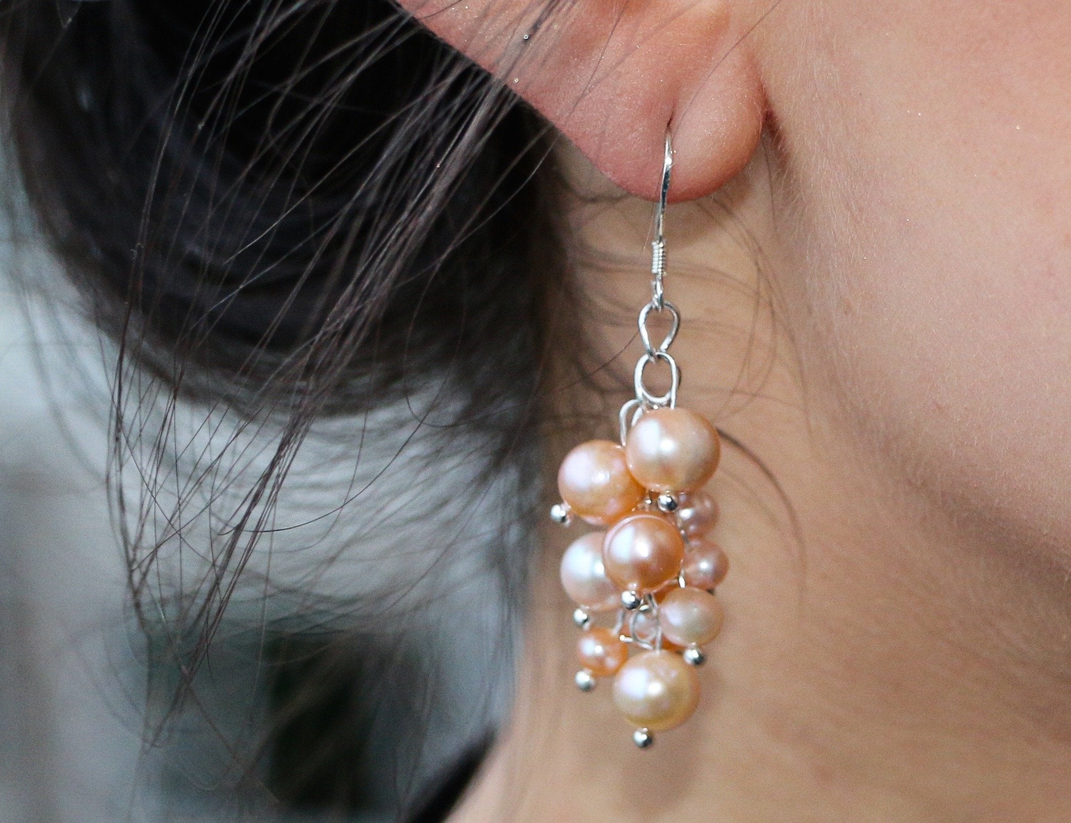 Pearl Berry Chandelier Earrings