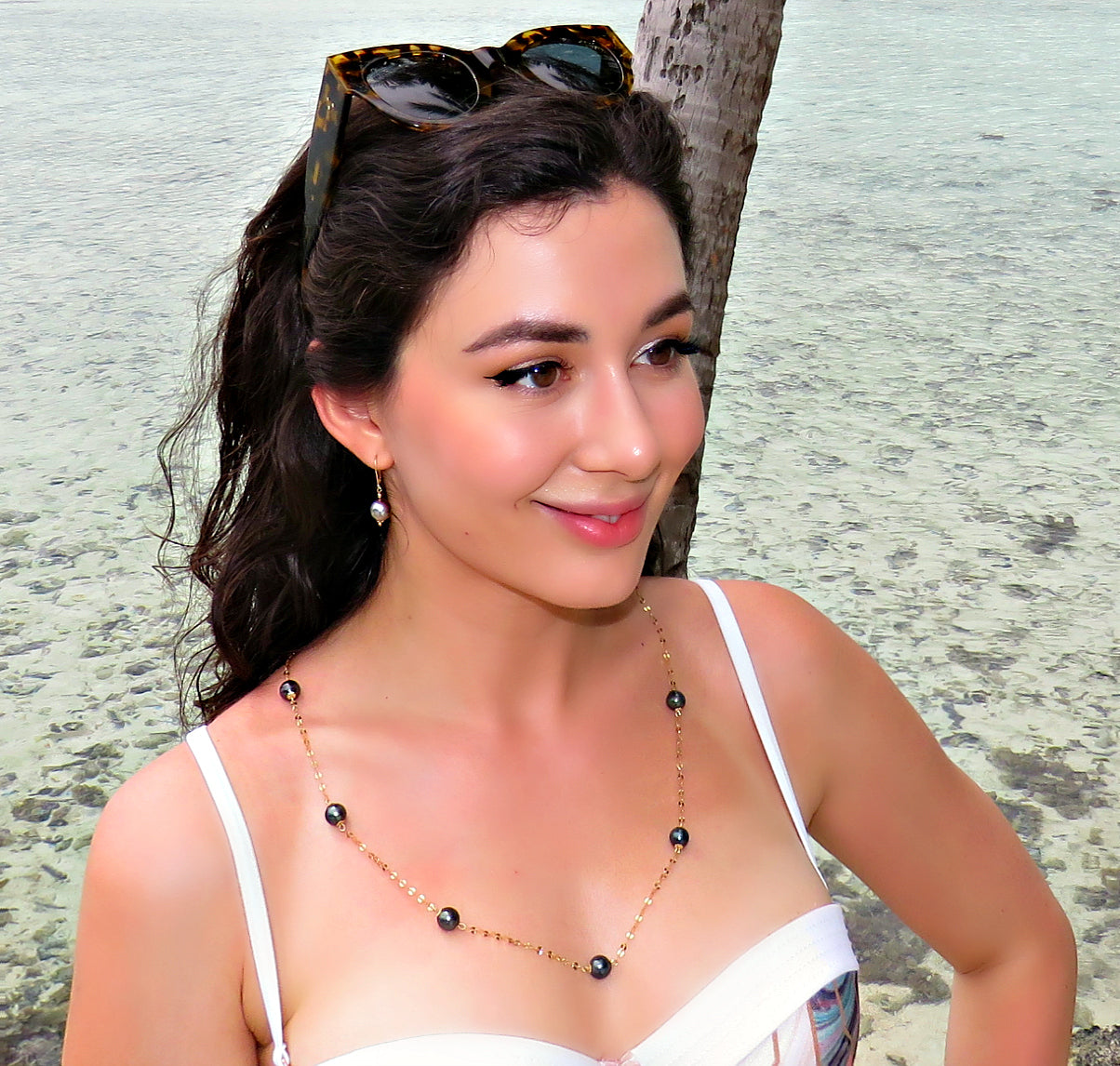 Tahitian Pearl Long Dew Drop Chain