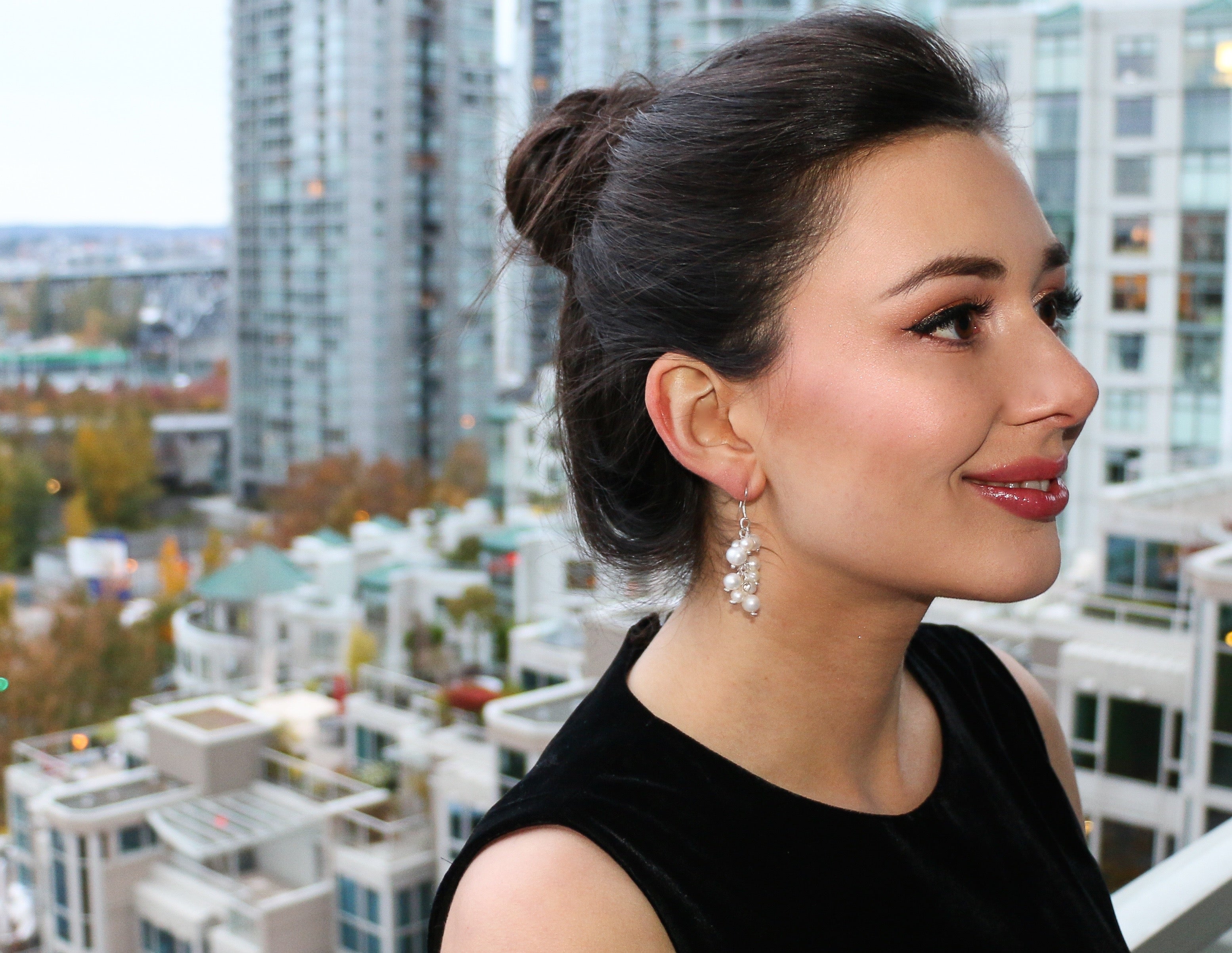 Pearl Berry Chandelier Earrings