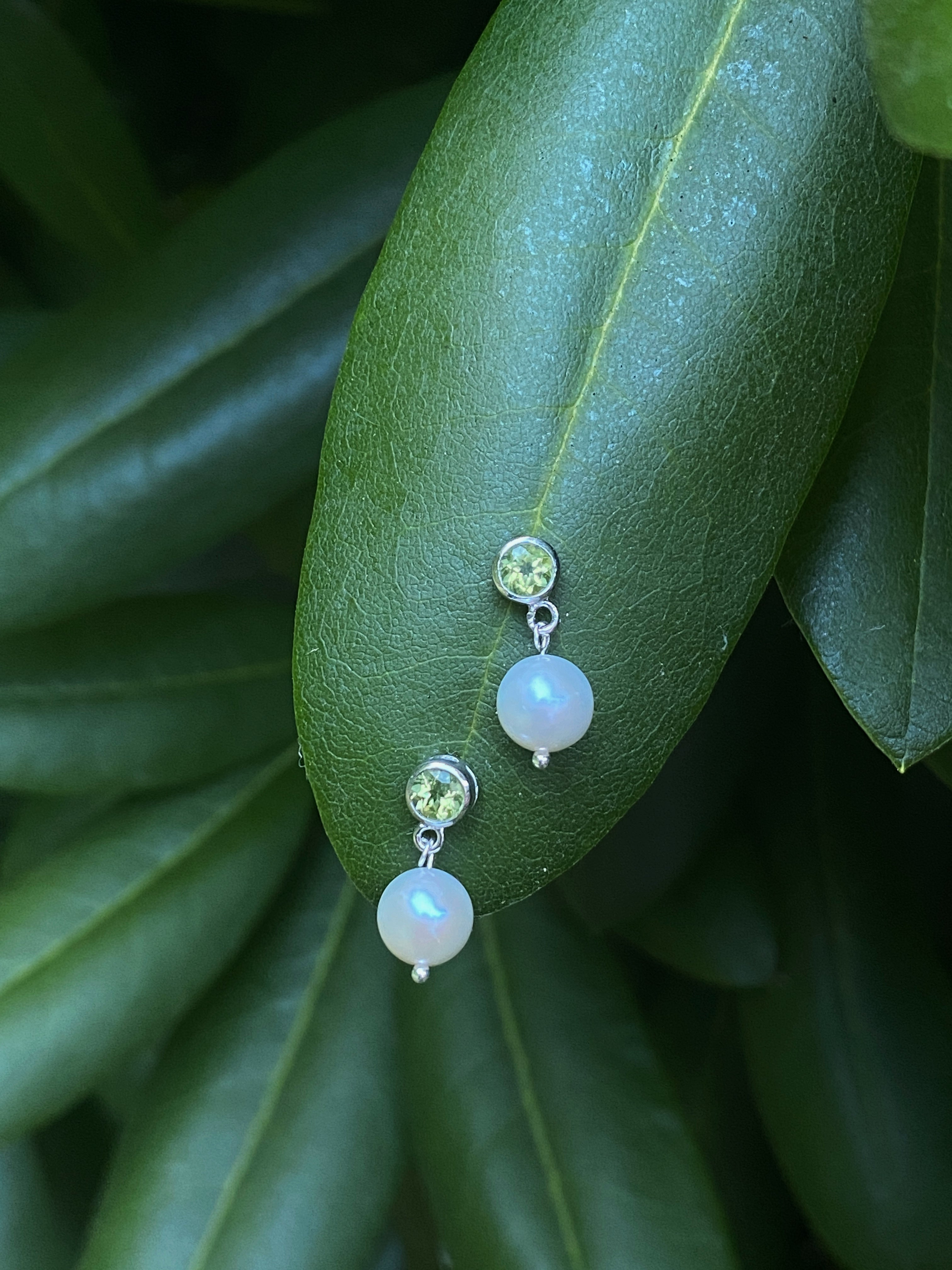 Peridot and Pearl Earrings