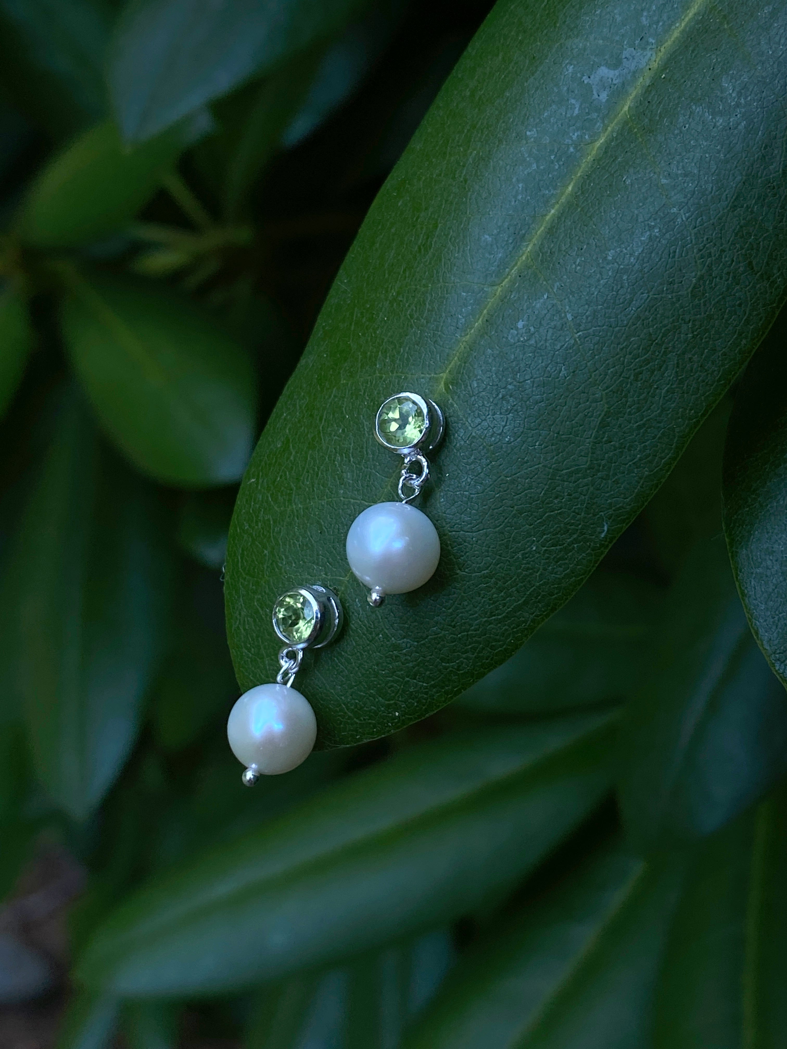 Peridot and Pearl Earrings
