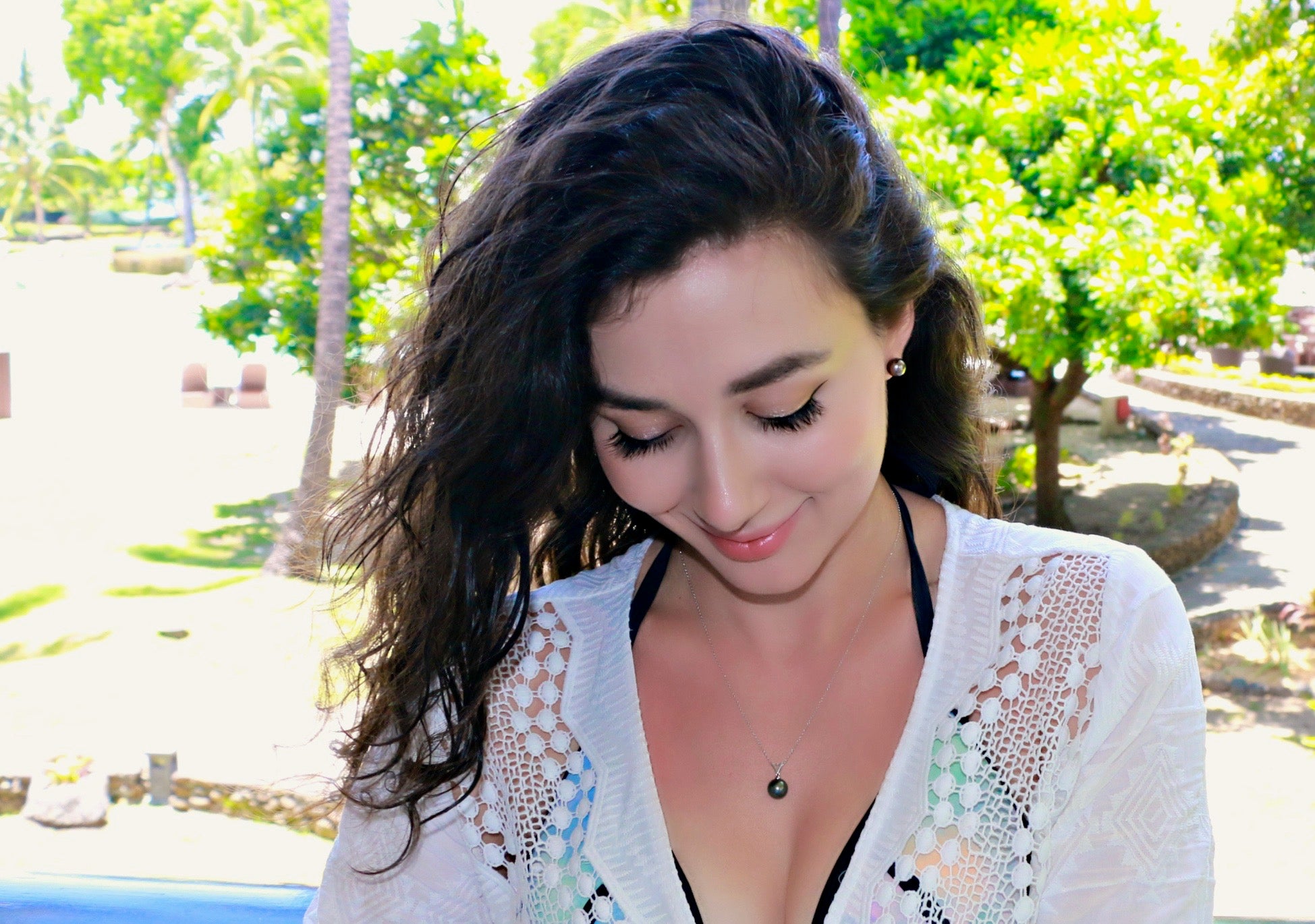 Tahitian Pearl 18kt White Gold Victory Pendant