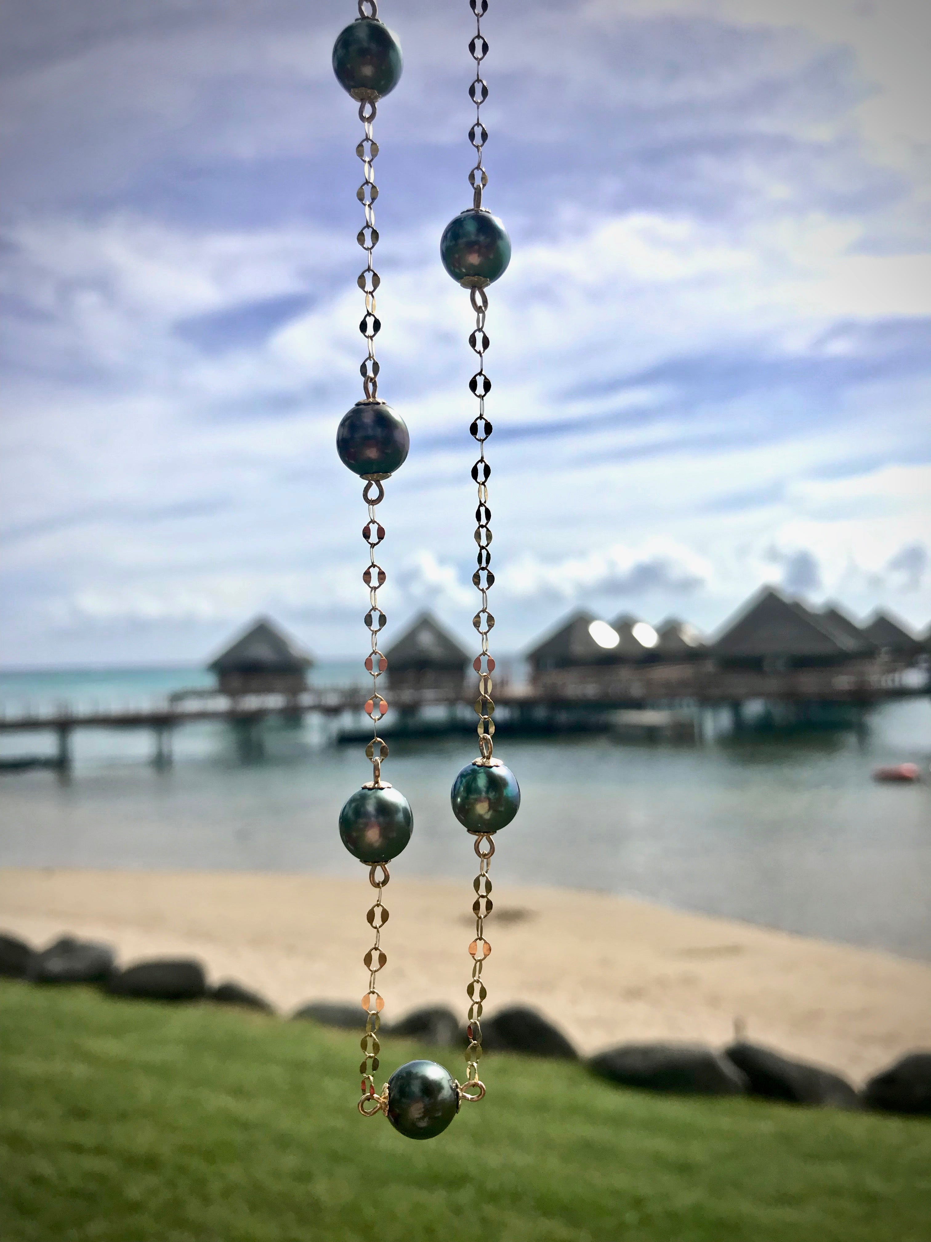 Tahitian Pearl Long Dew Drop Chain