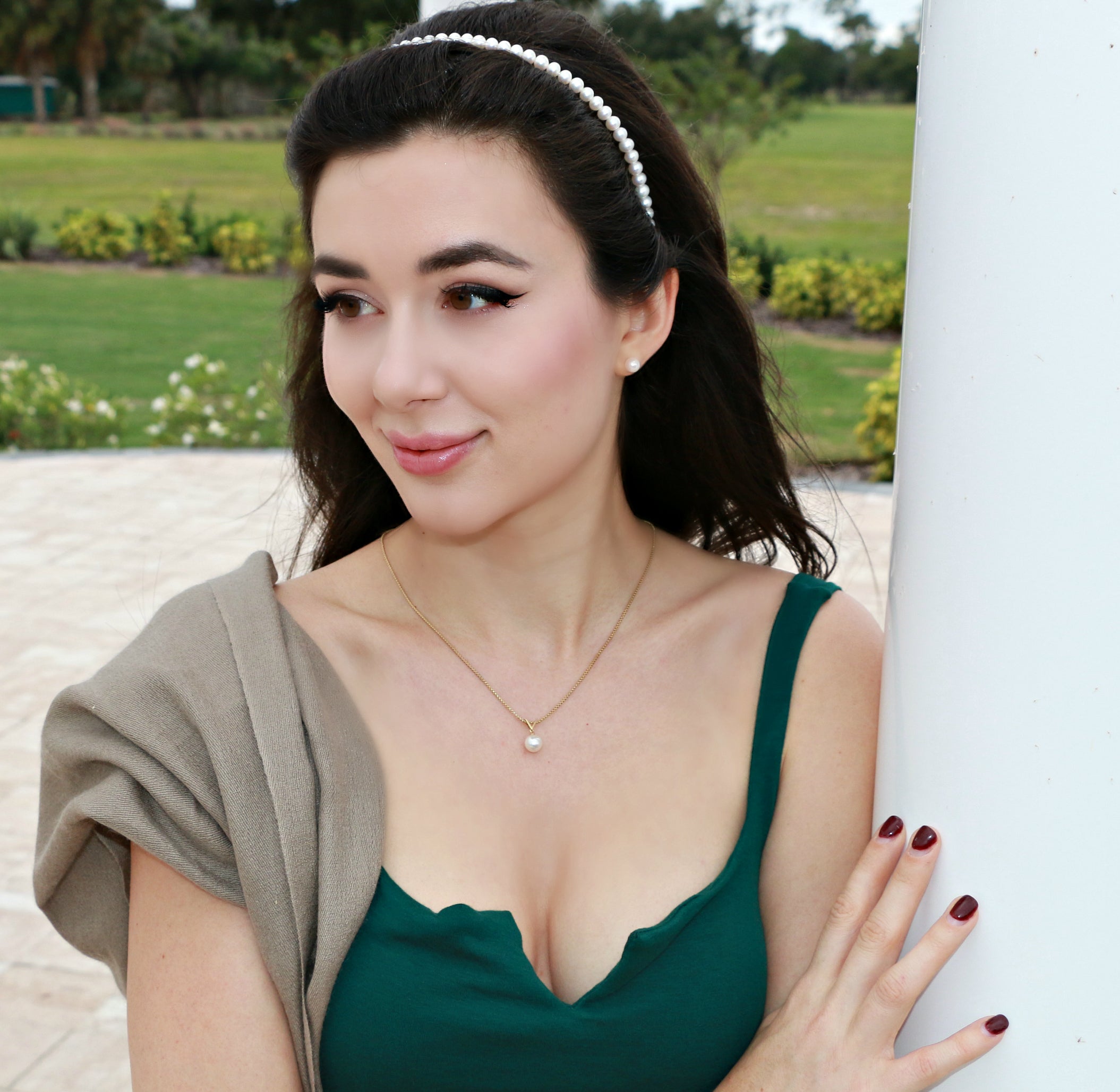 Akoya Pearl 18kt Gold Victory Pendant