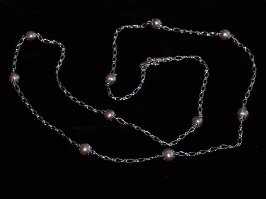 Dew Drop Pearl Silver Chain Necklace