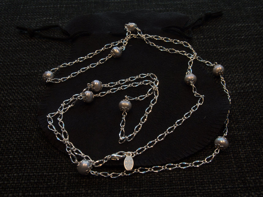 Dew Drop Pearl Silver Chain Necklace