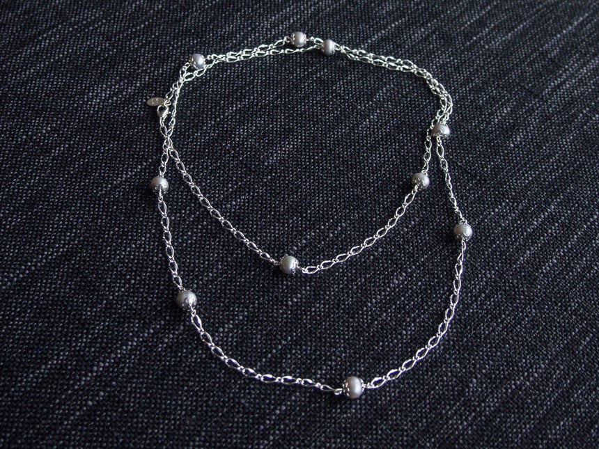 Dew Drop Pearl Silver Chain Necklace