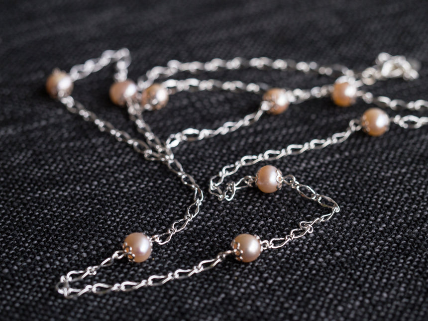 Dew Drop Pearl Silver Chain Necklace