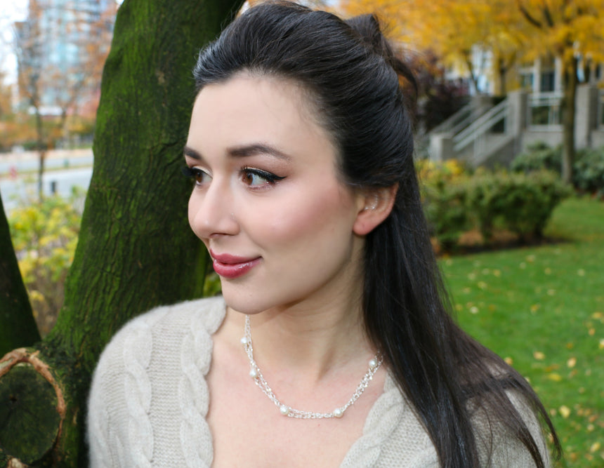 Dew Drop Pearl Silver Chain Necklace