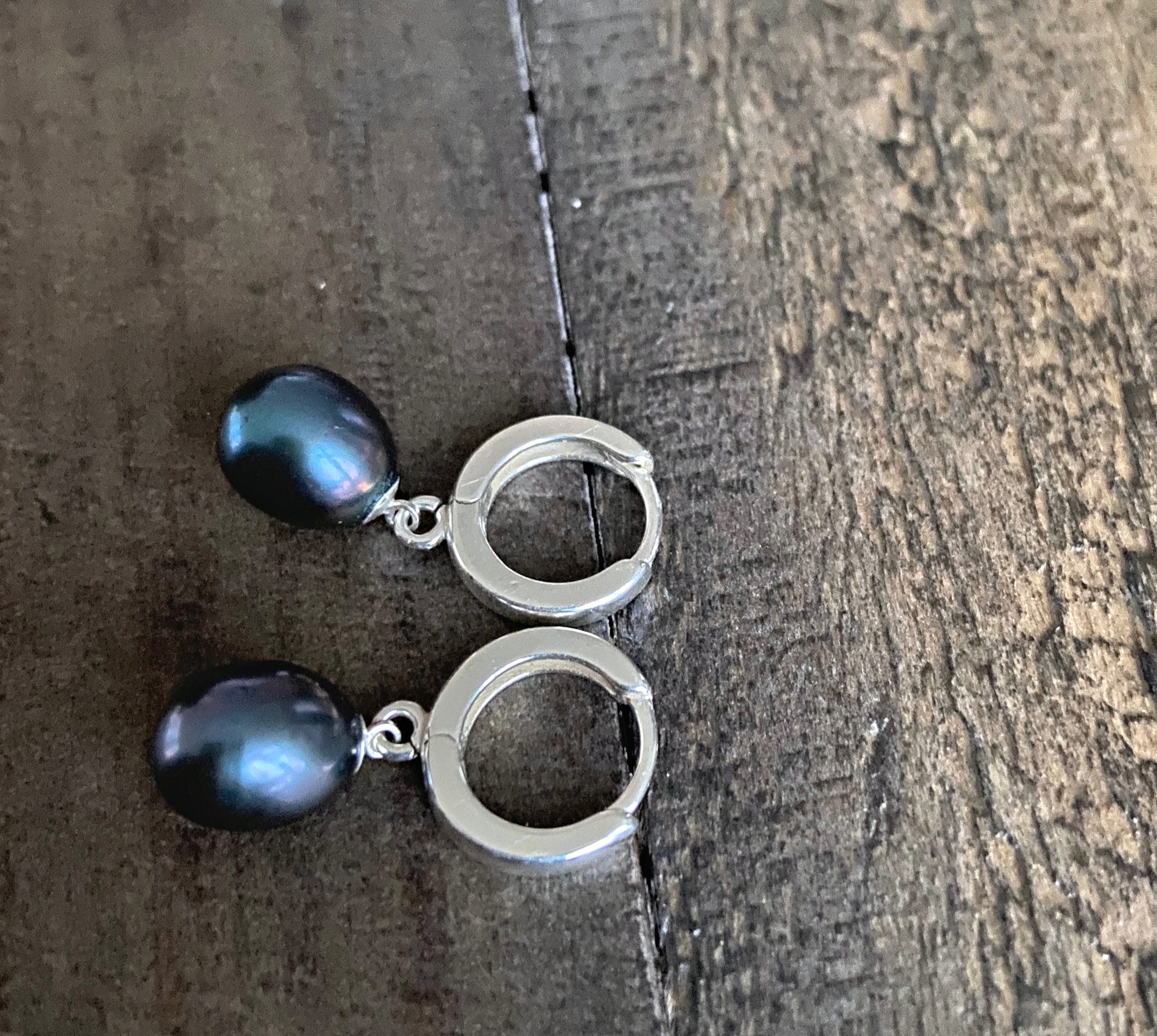 Anjou Pearl Silver Hoop Earrings