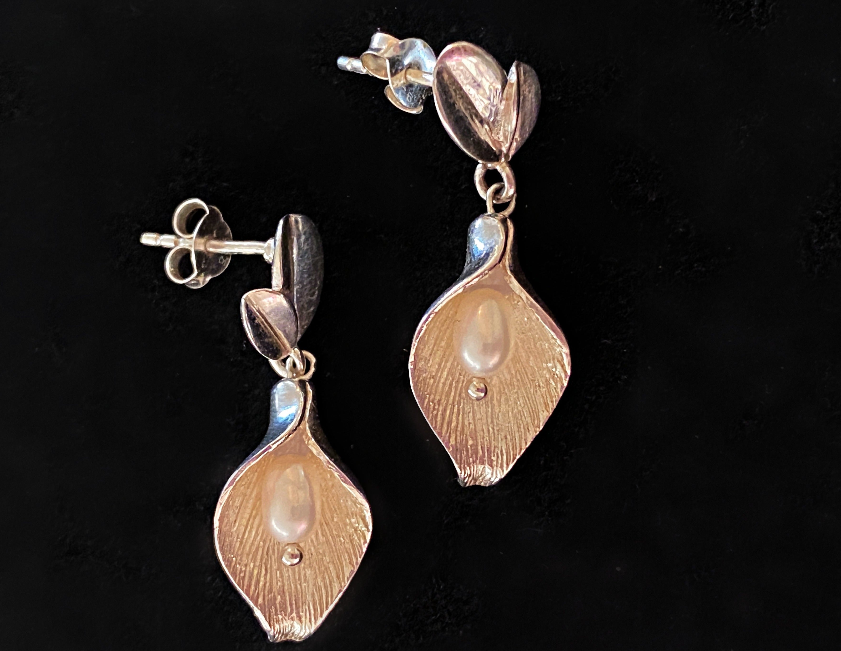 Calla Lily Sterling Silver Earrings