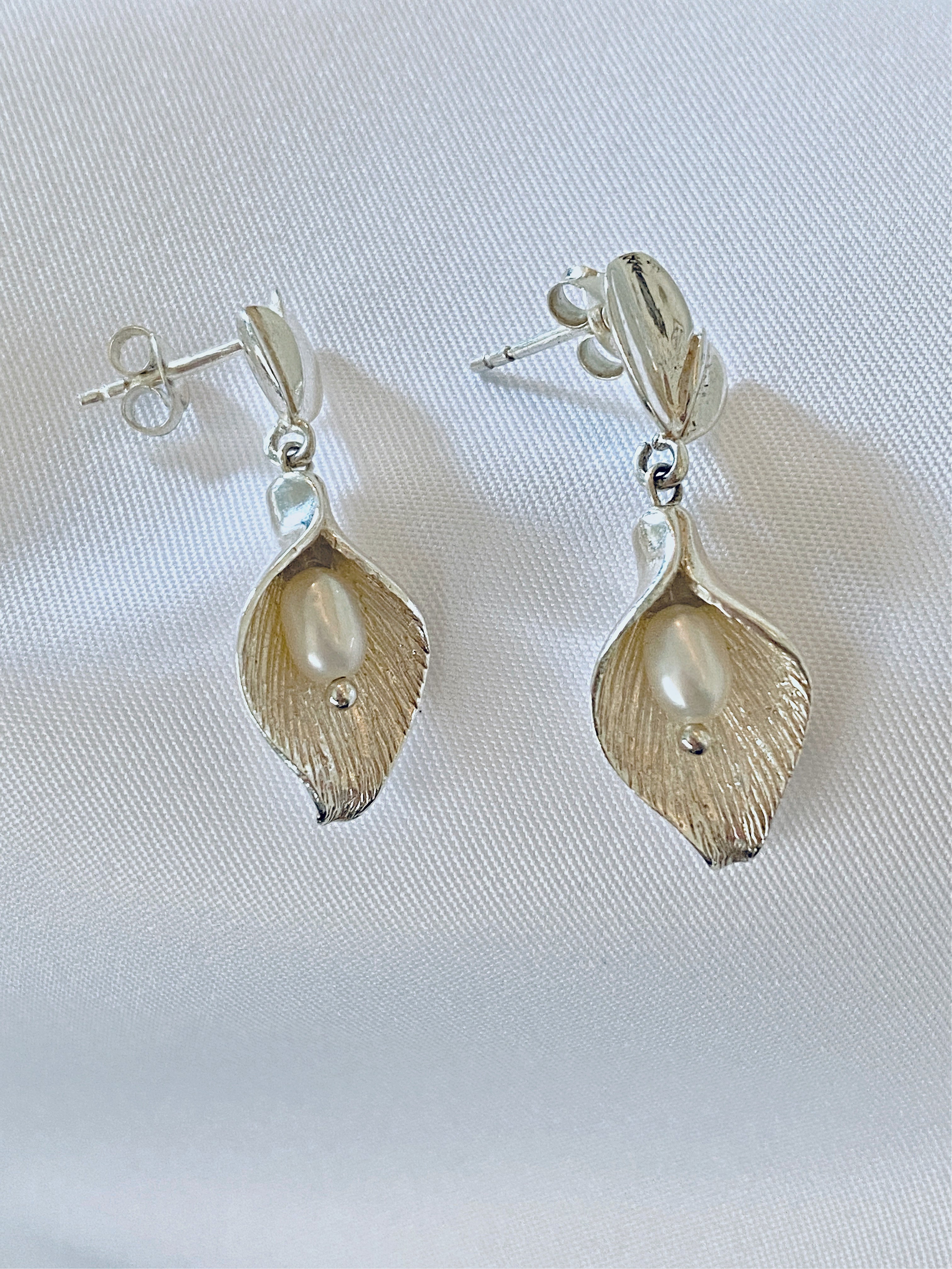 Calla Lily Sterling Silver Earrings