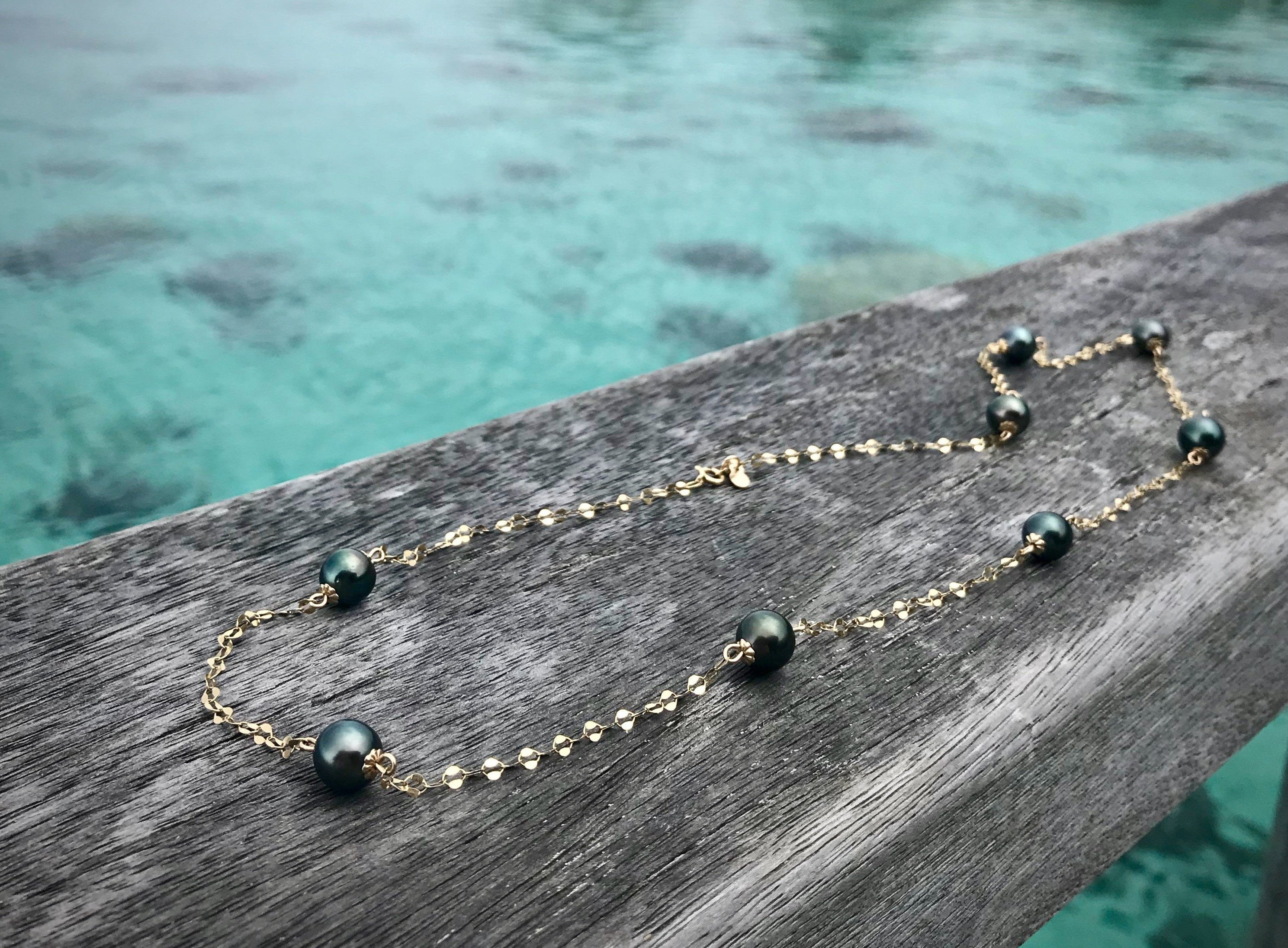 Tahitian Pearl Long Dew Drop Chain
