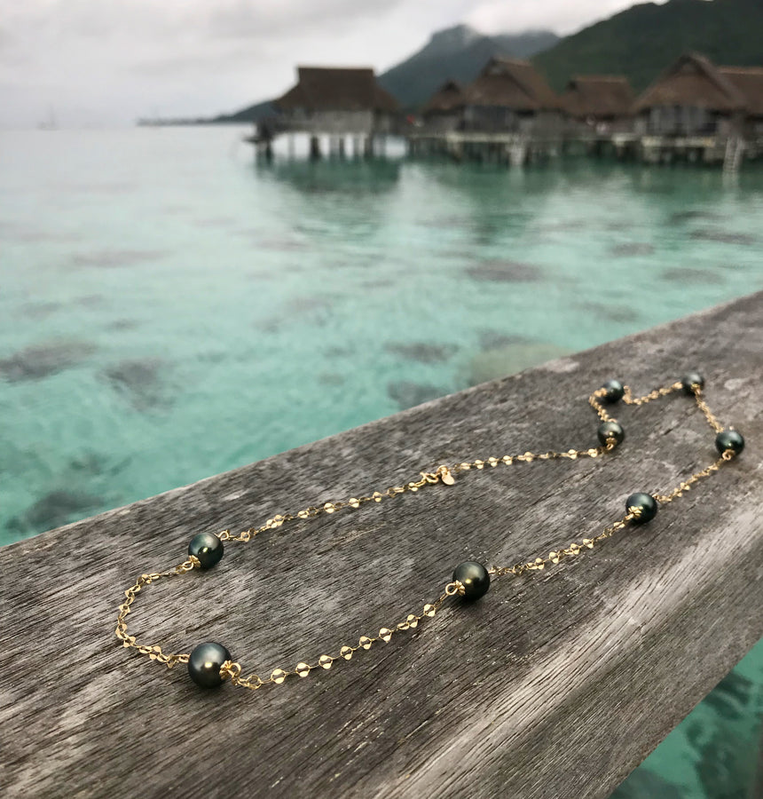 Tahitian Pearl Short Dew Drop Chain