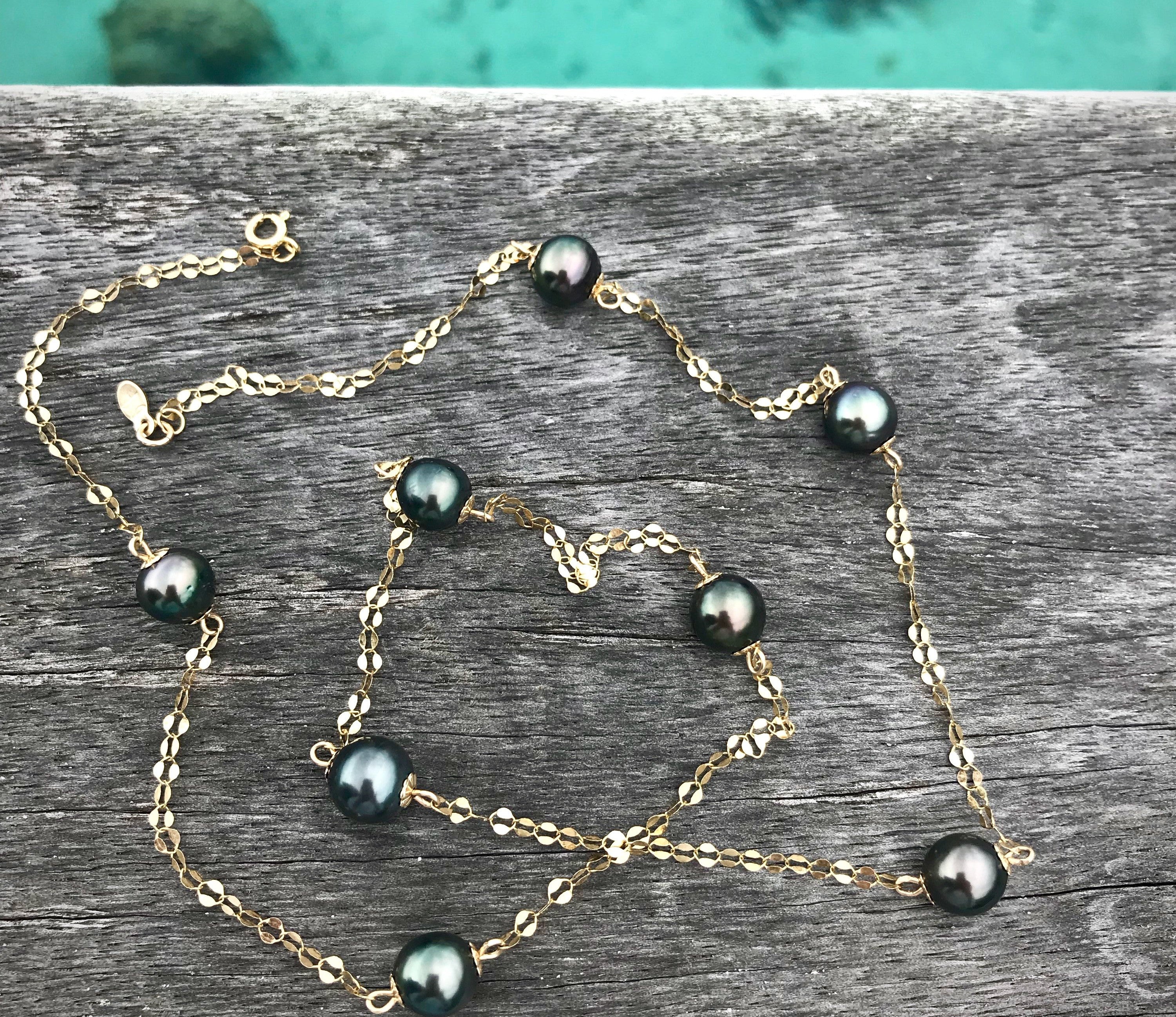 Tahitian Pearl Long Dew Drop Chain